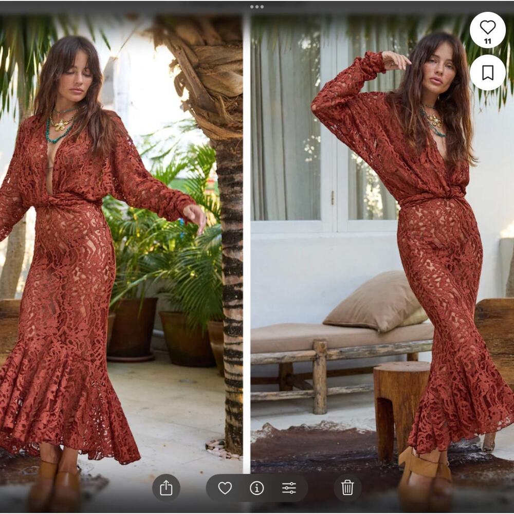 NWT Chasing Unicorns Be Faithful Lace Ruffle Maxi
